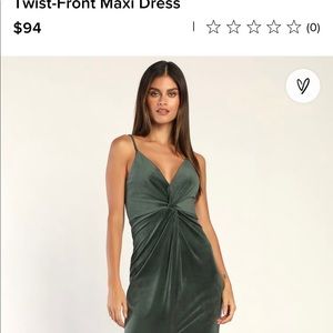 Lulu’s dark green velvet maxi dress